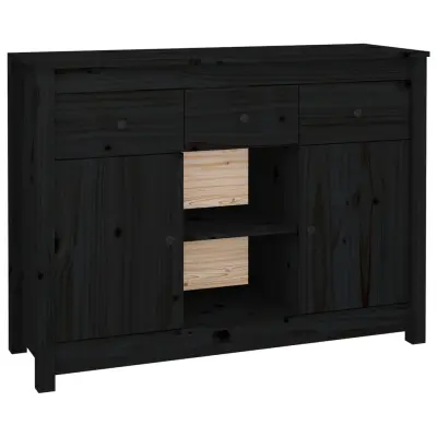 vidaXL Komoda črna 100x35x74,5 cm trdna borovina
