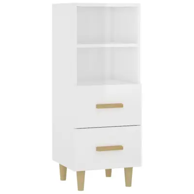 vidaXL Komoda visok sijaj bela 34,5x34x90 cm konstruiran les