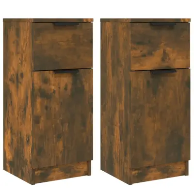 vidaXL Komoda 2 kosa dimljeni hrast 30x30x70 cm konstruiran les