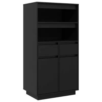 vidaXL Visoka omara črna 60x40x116,5 cm trdna borovina