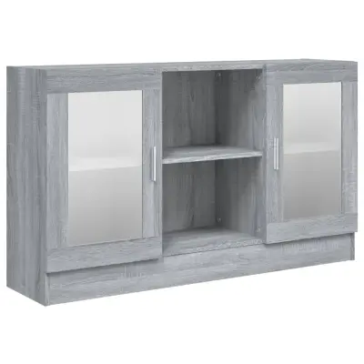 vidaXL Vitrina siva sonoma 120x30,5x70 cm konstruiran les