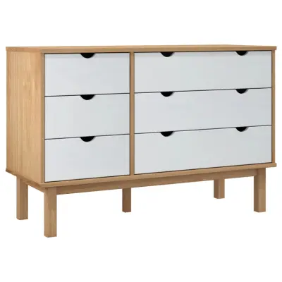 vidaXL Predalnik OTTA rjav in bel 111x43x73,5 cm trdna borovina