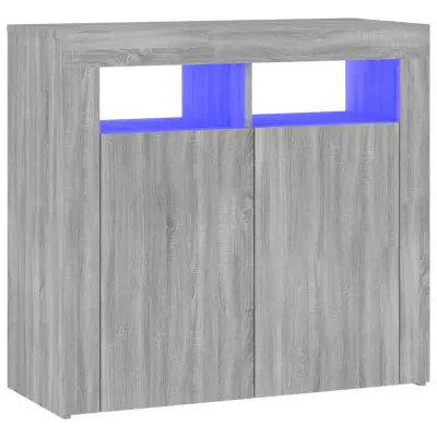 vidaXL Komoda z LED lučkami siva sonoma 80x35x75 cm