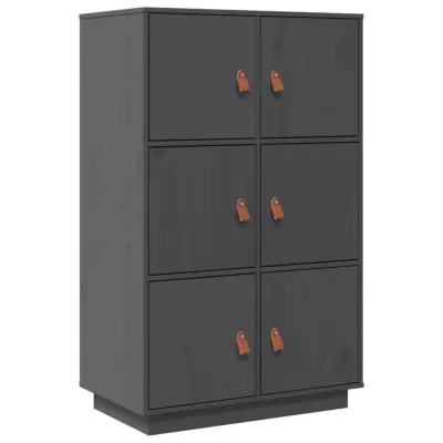vidaXL Visoka omara siva 67x40x108,5 cm trdna borovina