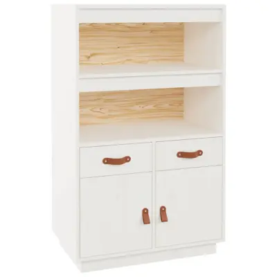 vidaXL Visoka omara bela 67x40x108,5 cm trdna borovina