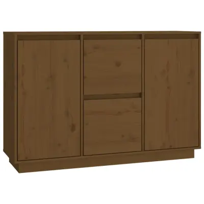 vidaXL Komoda medeno rjava 111x34x75 cm trdna borovina