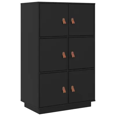 vidaXL Visoka omara črna 67x40x108,5 cm trdna borovina