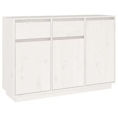 vidaXL Komoda bela 110x34x75 cm trdna borovina