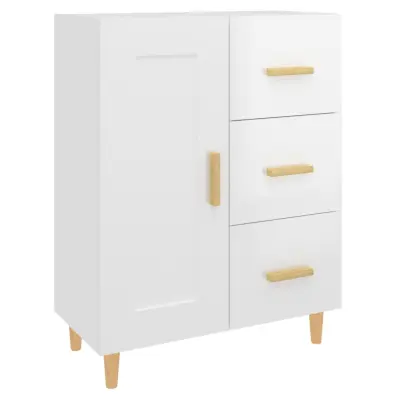 vidaXL Komoda visok sijaj bela 69,5x34x90 cm inženirski les