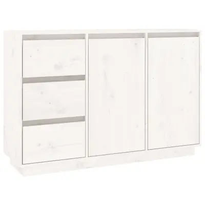 vidaXL Komoda bela 111x34x75 cm trdna borovina