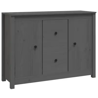 vidaXL Komoda siva 100x35x74 cm trdna borovina