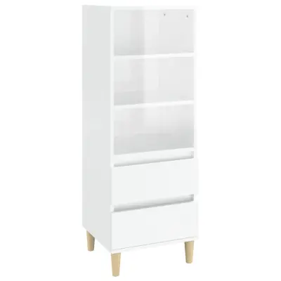 vidaXL Visoka omara visok sijaj bela 40x36x110 cm inženirski les