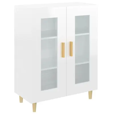 vidaXL Komoda visok sijaj bela 69,5x34x90 cm inženirski les
