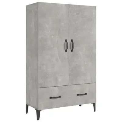 vidaXL Visoka omarica betonsko siva 70x31x115 cm konstruiran les