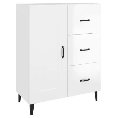 vidaXL Komoda visok sijaj bela 69,5x34x90 cm inženirski les