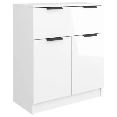 vidaXL Komoda visok sijaj bela 60x30x70 cm konstruiran les