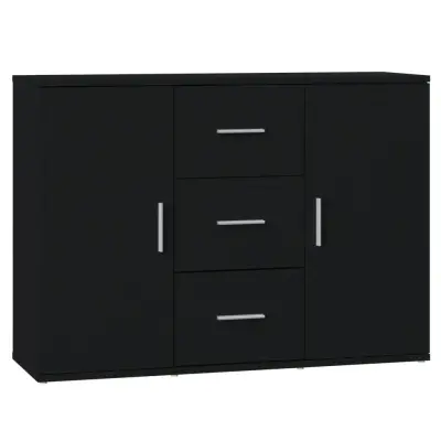vidaXL Komoda črna 91x29,5x65 cm inženirski les