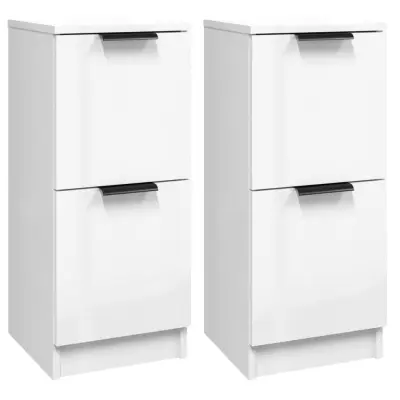 vidaXL Komode 2 kosa visok sijaj bele 30x30x70 cm konstruiran les