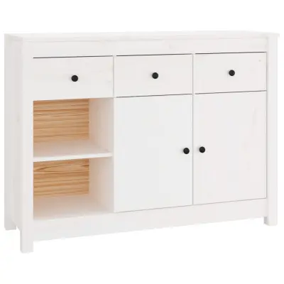 vidaXL Komoda bela 100x35x74 cm trdna borovina