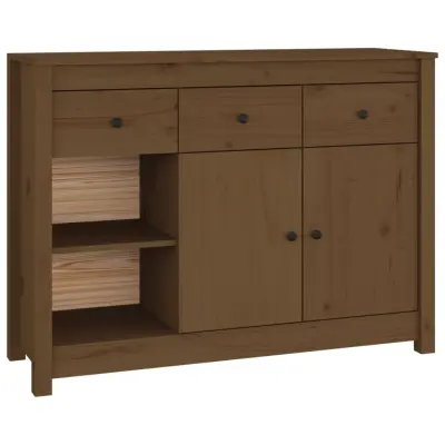 vidaXL Komoda medeno rjava 100x35x74 cm trdna borovina