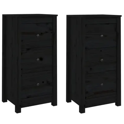vidaXL Komoda 2 kosa črna 40x35x80 cm trdna borovina