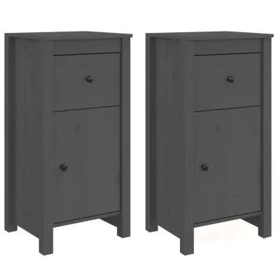 vidaXL Komoda 2 kosa siva 40x35x80 cm trdna borovina