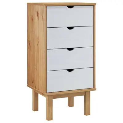 vidaXL Predalnik OTTA rjav in bel 45x39x90 cm trdna borovina