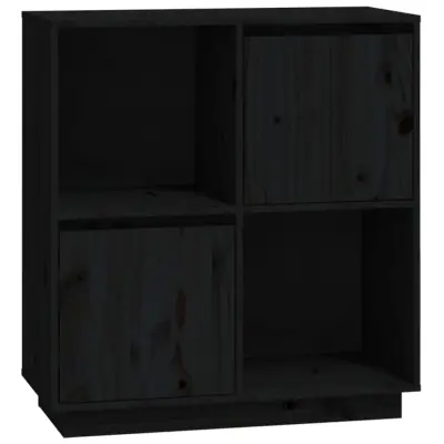 vidaXL Komoda črna 74x35x80 cm trdna borovina