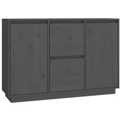vidaXL Komoda siva 111x34x75 cm trdna borovina