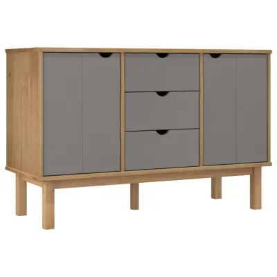 vidaXL Komoda OTTA rjava in siva 113,5x43x73 cm trdna borovina