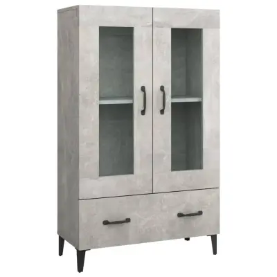 vidaXL Visoka omarica betonsko siva 70x31x115 cm konstruiran les