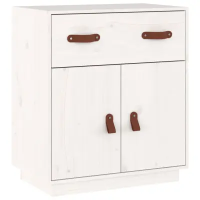 vidaXL Komoda bela 65,5x40x75 cm trdna borovina