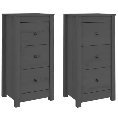 vidaXL Komoda 2 kosa siva 40x35x80 cm trdna borovina