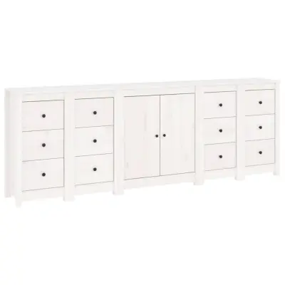 vidaXL Komoda bela 230x35x80 cm trdna borovina