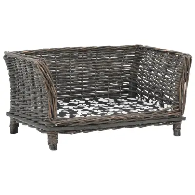 vidaXL Pasja košara z blazino siva 50x33x30 cm naravna vrba