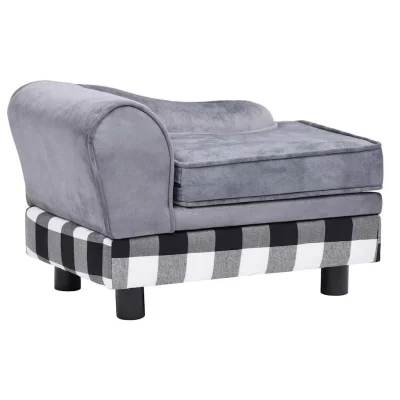 vidaXL Pasji kavč siv 57x34x36 cm iz pliša