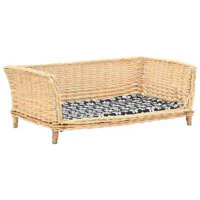 vidaXL Pasja košara z blazino 90x54x35 cm naravna vrba