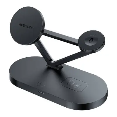 Brezžični polnilnik Qi 3v1 Acefast E9 15W, MagSafe (črn)