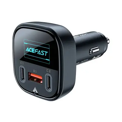 Avtopolnilec Acefast B5, 101W, 2x USB-C + USB, OLED (črn)