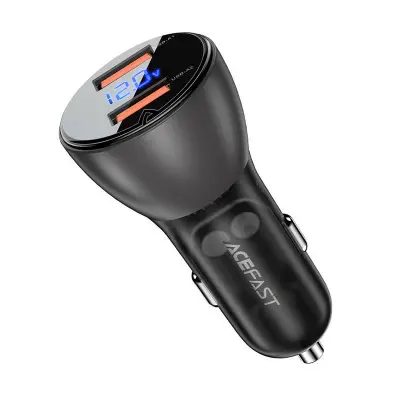 Avtopolnilec Acefast B7, 45W, 2x USB, z zaslonom (črn)