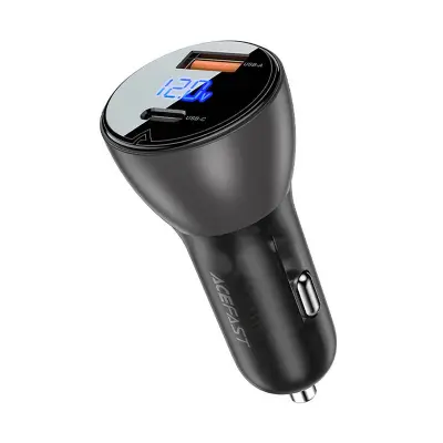 Avtopolnilec Acefast B6 63W, USB + USB-C, z zaslonom (črn)