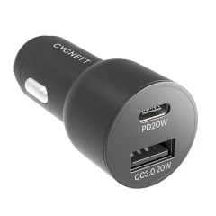 Avtopolnilec Cygnett USB, USB-C 20W (črn)