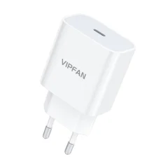 Omrežni polnilec Vipfan E04, USB-C, 20W, QC 3.0 (bel)
