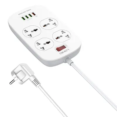 Razdelilnik s 4 AC vtičnicami, 4x USB, LDNIO SC4407, EU/US, 2500W (bel)