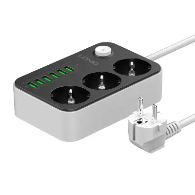 Razdelilnik s 3 AC vtičnicami, 6x USB, LDNIO SE3631, 1,6m (črn)