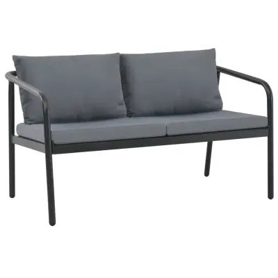 vidaXL Vrtni kavč dvosed z blazinami siv aluminij