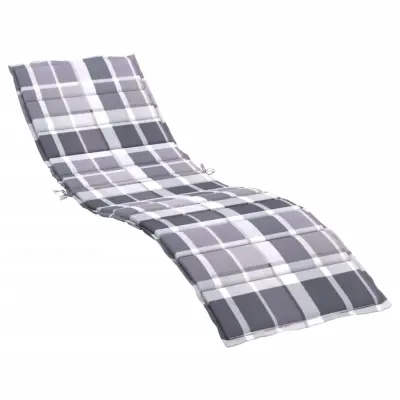 vidaXL Blazina za ležalnik siva karo 200x60x3 cm oxford tkanina