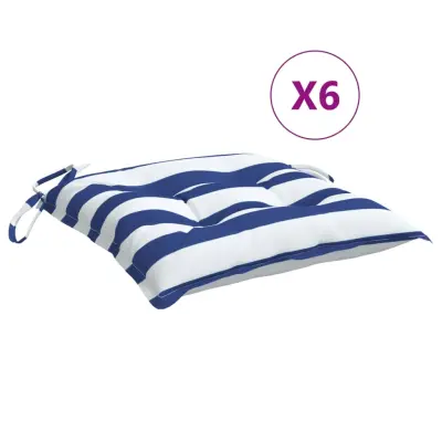 vidaXL Blazina za stol 6 kosov modro bele črte 50x50x7 cm oxford