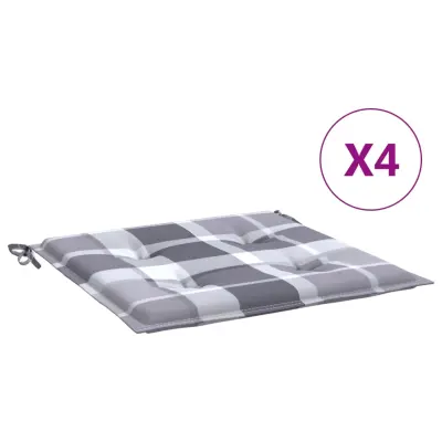 vidaXL Blazine za vrtne stole 4 kosi sive karo 50x50x3 cm oxford