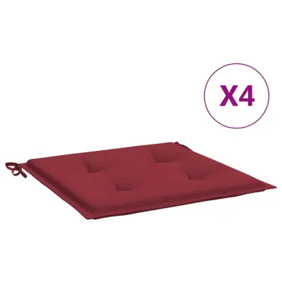 vidaXL Blazine za vrtne stole 4 kosi vinsko rdeče 50x50x3 cm oxford